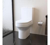 Bathroom Rimless Close Coupled Toilet Round Ceramic Pan Soft Close Seat Dual Flush Cistern Modern WC White