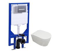 Bathroom Rimless Round Wall Hung Toilet with 1140MM Concealed Cistern