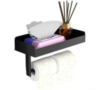 Bathroom roll holder with space for two toilet papers and a storage shelf for accessories, crafted from aluminum with polished finish for lasting use (B)