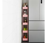 Bathroom Rolling Trolley nizer - 3/4/5 Tier ABS Storage Rack with Hollow Drainage Concept for Kitchen & Bathroom (Red Height Adjustable 5-27cm)
