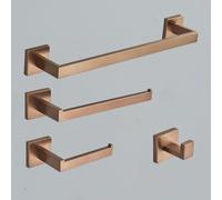 Bathroom Rose Gold Hardware Set Stainless Steel Robe Hook Towel Bar Toilet Roll Paper Holder Towel Ring Bathroom Accessories,Brushed Rose Gold A,1