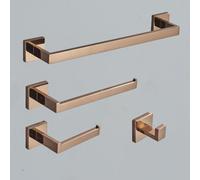 Bathroom Rose Gold Hardware Set Stainless Steel Robe Hook Towel Bar Toilet Roll Paper Holder Towel Ring Bathroom Accessories,Polished Rose Gold A,1