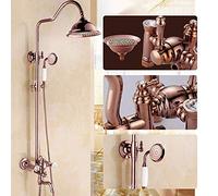 WAGXIyU Bathroom Rose Gold with Diamond Shower Set All Copper Mixing Valve Three-Position Concealed Faucet Durable Shower System
