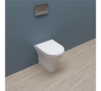 Bathroom Round Back to Wall Toilet Slim Soft Close Seat Pan BTW WC