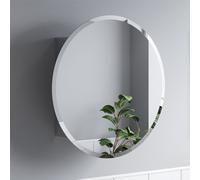 Artis® 600 x 600mm Bathroom Mirror Cabinet Storage Wall Mounted Cupboard Ready Assembled Unit Round Single Mirrored Door, Stainless Steel