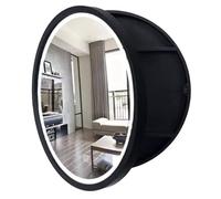 Bathroom Round Mirror Cabinet With Led Lights Bathroom Mirror Wall Mounted - Circle Mirror 50/60/70cm Diameter Illuminated Bathroom Mirror Cabinet (Color : Black, Size : 60 * 60cm)