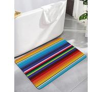 Bathroom Rug Bath Mat Mexican Colorful Rainbow Vertical Line Water Absorbent Non-Slip Bathroom Mat, Washable Quick Dry Bath Mats for Bathroom Floor, Sink, Bathtub, Shower Room, 18"x 30" Salsa Strip