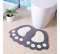 Bathroom Rug Bath Mat Non-Slip Water Absorbent Floor Mat Soft Microfiber Cute Big Feet Area Rug for Bathroom Toilet Shower Kitchen Home Decor (1Pcs Gray)