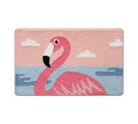 Bathroom Rug Cute Animal Pattern Fun Bath Mat, Microfibre Soft Oval Rug, Rubber Back, Multi-Color, Durable, Machine Wash Bath Mat for Bathroom Floor, 19.68"x 31.49", Flamingo