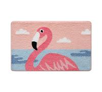 Bathroom Rug Cute Animal Pattern Fun Bath Mat, Microfibre Soft Oval Rug, Rubber Back, Multi-Color, Durable, Machine Wash Bath Mat for Bathroom Floor, 19.68"x 31.49", Flamingo