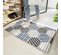 Bathroom Rug Non Slip, Treer Water Absorbent Super Soft Washable Modern Flocking Fabric Shower Tub Mats, Ideal For Elderly & Children (Blue,80x100cm)