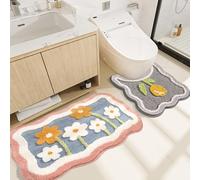 Bathroom Rug Set 2 Piece, Soft Pink Cute Bath Mat and U-Shaped Contour Toilet Rug, Absorbent Microfiber Plush Bath Rug Set, Non-Slip Bath Carpet, Machine Washable, 32x20 Plus 22x20