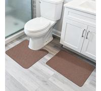 Bathroom Rug Set 2 Piece,Ultra Thin Bathroom Rugs,Toilet Rugs,Quick Dry,Non-Slip,Machine Washable,Fit Under Door,Absorbent Bath Rugs,Shower,Sink,Home Decor Accessories.(Brown,17''x27''+20''x24'')