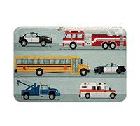 Bathroom Rugs Car Fire Truck School Bus Water Absorbent Floor Mat Low Profile Flannel Mat For Entrance Front Door Shower 40X60Cm
