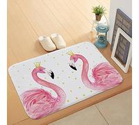 Bathroom Rugs Flamingo, Morbuy 40x60cm Non-slip Flannel Bath Mat Bathroom Carpet Super Absorbent Soft Shower Rug Suitable for Living Room/Kitchen/Bedroom Indoor Outdoor Rugs Mats (Couple of flamingos)