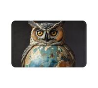 Bathroom Rugs Non Slip Washable - Owl Globe Sculpture Kitchen Mats for Floor, Area Rugs for Entryway Rugs Indoor, Bathroom Laundry Room Door Rug with Rubber Backing 20x31.5in