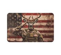 Bathroom Rugs Non Slip Washable - Patriotic Deer Soldier Salute Kitchen Mats for Floor, Area Rugs for Entryway Rugs Indoor, Bathroom Laundry Room Door Rug with Rubber Backing 20x31.5in