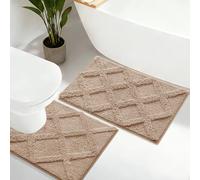 Bathroom Rugs Set 2 Piece, Non-Slip Microfiber Bath Mat, Ultra Soft Thick Plush Fluffy Absorbent Bath Rugs, Machine Washable Quick Dry Rugs for Bathroom, Shower, Floor, Home Decor Accessories, Brown