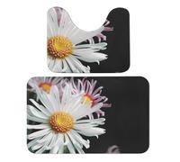 Bathroom Rugs Sets 2 Piece Plants Flower Bathroom Mats Absorbent Microfiber Bath Rugs and U-Shaped Contour Toilet Rug Non Slip Bath Mats Carpet for Bathroom Bathtub
