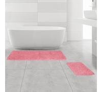 Bathroom Rugs Sets 2 Piece,Thick Chenille Bath Mats,Absorbent and Washable Bath Rug Non-Slip, Extra Soft Rugs for Bathroom Floor,Tub,Shower and Sink(17"x24" and 17"x47",Pink)