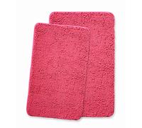 Bathroom Rugs Sets 2 Piece,Thick Chenille Bath Mats,Absorbent and Washable Bath Rug Non-Slip, Extra Soft Rugs for Bathroom Floor,Tub,Shower and Sink(20"x32" and 24"x36",Hot Pink)