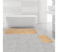 Bathroom Rugs Sets 2 Piece,Thick Chenille Bath Mats,Absorbent and Washable Bath Rug Non-Slip, Extra Soft Rugs for Bathroom Floor,Tub,Shower and Sink(17"x24" and 17"x47",Ivory Cream)