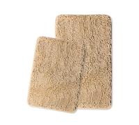 Bathroom Rugs Sets 2 Piece,Thick Chenille Bath Mats,Absorbent and Washable Bath Rug Non-Slip, Extra Soft Rugs for Bathroom Floor,Tub,Shower and Sink(17"x24" and 20"x32",Ivory Cream)
