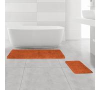 Bathroom Rugs Sets 2 Piece Thick Chenille Bath Mats | Absorbent and Washable Bath Rug Non-Slip, Soft Rugs for Bathroom, Shower, Sink(17"x24" and 17"x47", Burnt Orange)