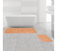 Bathroom Rugs Sets 2 Piece Thick Chenille Bath Mats | Absorbent and Washable Bath Rug Non-Slip, Soft Rugs for Bathroom, Shower, Sink(17" x 24"+17" x 47", Peach)