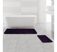 Bathroom Rugs Sets 2 Piece Thick Chenille Bath Mats | Absorbent and Washable Bath Rug Non-Slip, Soft Rugs for Bathroom, Shower, Sink(17" x 24"+17" x 47", Purple)