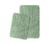 Bathroom Rugs Sets 2 Piece Thick Chenille Bath Mats | Absorbent and Washable Bath Rug Non-Slip, Soft Rugs for Bathroom, Shower, Sink - 17" x 24"+20" x 32", Sea Foam