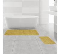 Bathroom Rugs Sets 2 Piece Thick Chenille Bath Mats | Washable and Absorbent Bath Rug Non-Slip, Soft Rugs for Bathroom, Shower, Sink(17" x 24"+17" x 47", Mustard)
