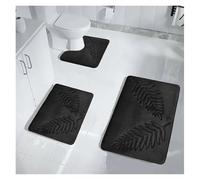 Bathroom Rugs Sets 3 Piece, 3pcs Bathroom Rug Set Non-Slip Absorbent Shower Pad Soft Memory Foam Toilet Mat U Shaped Carpet Rectangle Floor Bath Mat(Schwarz)