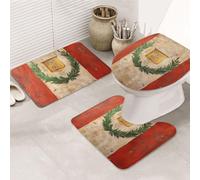 Bathroom Rugs Sets 3 Piece Soft Absorbent Bath Mats for Bathroom U-Shaped Contour Rug and Toilet Lid Cover Roman Italian Flag Bath Mat Non-Slip Area Rug Machine Washable Toilet Rug Floor Mats