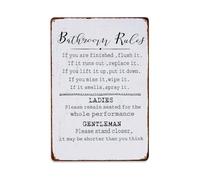Bathroom Rules Funny Toilet Metal Tin Sign Vintage Garden Bedroom Cafe Bar Man Cave Home Wall Decor Metal Poster 8x12 in