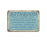 Bathroom Rules If You Lift It Up Put It Down Tin 20X30 cm Retro Look Decoration Plaque Sign for Home Bathroom Farm Garden Garage Funny Wall Decor