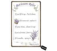 Bathroom Rules Metal Sign Bathroom Wall Decor Tin Sign Home Kitchen Restaurant Cafe Art Metal Sign Retro Gift Sign 8x12 Inch