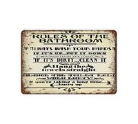 Bathroom Rules Sign,Farmhouse Decor Wall Art Vintage Metal Tin Signs Funny Bathroom wall decor,Call of Dooty,hint,Kids bathroom,Retro Chic Vintage Toilet Rule Wall Art Metal Tin Sign 12×16 inch