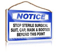 Bathroom Rules Sign For Toilet Warning Stop Sterile Surgical Suit, Cap, Mask And Boots Beyond This Dot Wooden Sign Front Door Sign Farmhouse Door Decoration (Size : 20X30CM)