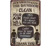 Bathroom Rules Tin Sign Our Aim Is To Keep This Bathroom Clean Toilet Paper Bathroom Sign Funny Metal Tin Sign Wall Decor 8x12 Inch