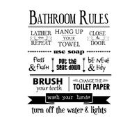 Bathroom Rules Vinyl Wall Decal Toilet Bathroom Decoration Wash Hands Rules Wall Sticker Kids Bathroom Rule Wall Poster Large - 58x72cm