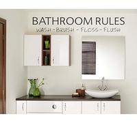 Bathroom Rules Wall Art Quote Wall Sticker Modern Decal Transfer Size Large 110cm Wide x 18cm high Colour White