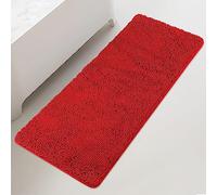 Bathroom Runner Rug 24 x 60 Inch Thick Chenille Long Bath Mat | Absorbent and Washable Extra Large Bath Rug Non-Slip, Plush Runner Rug for Bathroom, Shower, Sink - (Red)