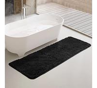 Bathroom Runner Rug 24"x 60" Thick Chenille Long Bath Mat | Absorbent and Washable Large Bath Rug Non-Slip, Extra Soft Runner Rug for Bathroom,Tub,Shower and Sink - (Black)