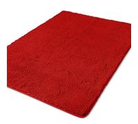 Bathroom Runner Rug 40 x 60 Inch Thick Chenille Long Bath Mat | Absorbent and Washable Extra Large Bath Rug Non-Slip, Soft Runner Rug for Bathroom, Shower, Sink - (Red)