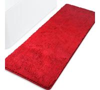 Bathroom Runner Rugs 24 x 72 Non Slip Thick Chenille Long Bath Mat | Absorbent and Washable Extra Large Bath Rug, Plush Runner Rug for Bathroom, Shower, Sink - (Red)