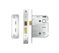 Bathroom Sash Lock 76mm with 57mm Backset Reversible Latch Privacy Mortice Lock for Bathroom Doors (Polished Chrome)