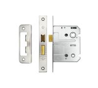 Bathroom Sash Lock 76mm with 57mm Backset Reversible Latch Privacy Mortice Lock for Bathroom Doors (Satin Nickel)