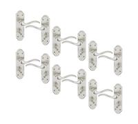 (Bathroom Satin Nickel x6) 4/6Pcs Lisbon Metal Door Easy Fittings Lever Handles Set, Fire Stain Scratch-Resistant for All Interior Exterior Door w/ Easy Install Tool 103 x 41mm
