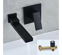 Bathroom Separate Basin Faucet Gold/Black/Chrome Hot and Cold Water Mixer Tap Double Hole Single Handle Brass Bathtub(Black 1)
